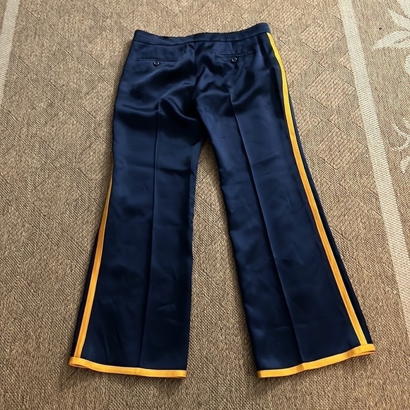 Gucci Heavy Satin Women’s Trousers Navy with Gold Stripe - Picture 6 of 17